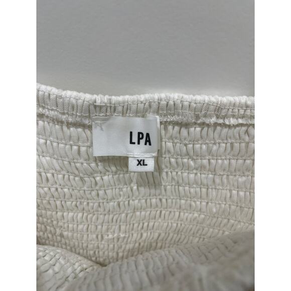 LPA x Revolve White Vivia Linen Blend Puff Sleeve Mini Dress Sz XL - Picture 4 of 11